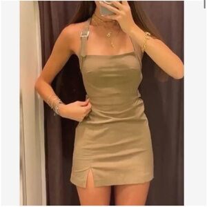 ZARA BUCKLED MINI DRESS - NWT - OPEN BACK SHORT DRESS WITH SIDE SLIT